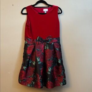 The Children's Place Red Bodice Floral Skirt Bow Party Dress